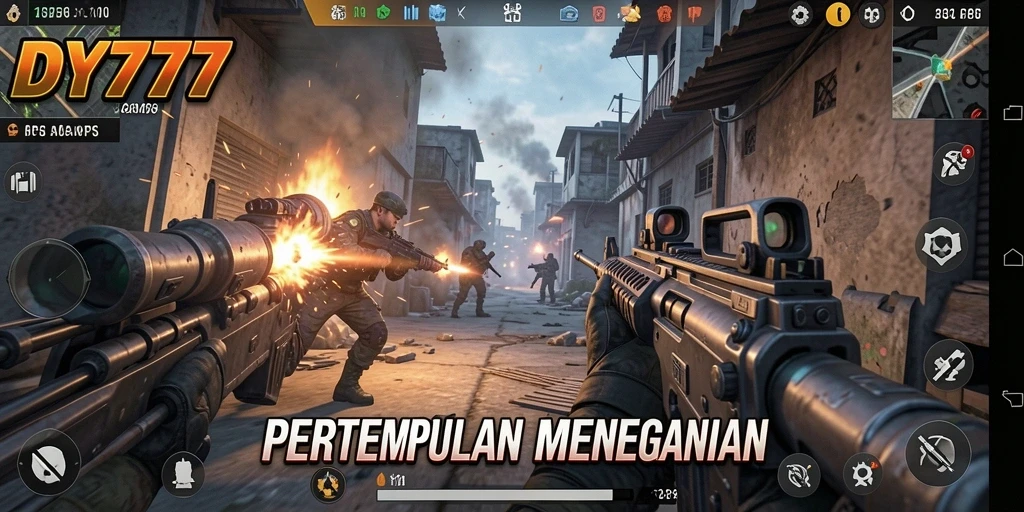 Screenshot DY777 menampilkan aksi seru permainan FPS.