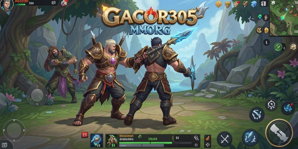Screenshot GACOR305 menampilkan pertempuran seru dalam dunia MMORPG.