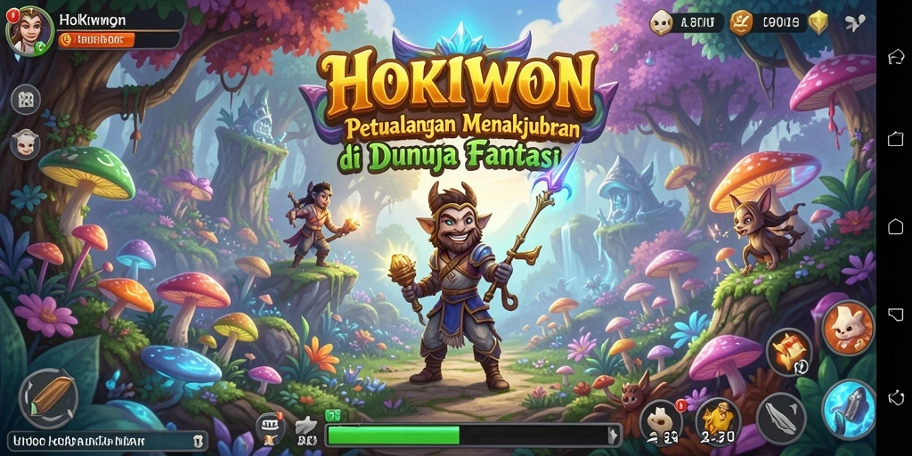 Tangkapan layar gameplay HOKIWON menunjukkan aksi seru di dunia petualangan.