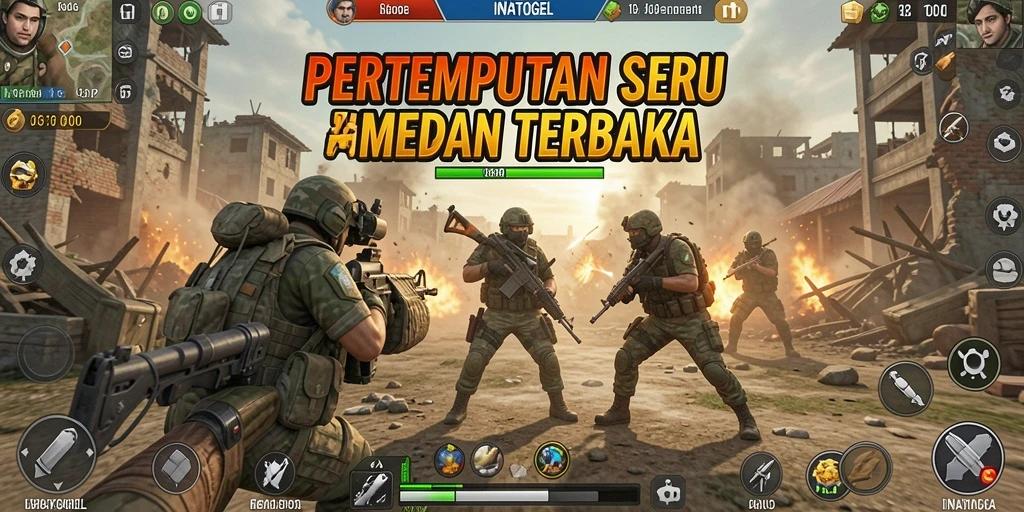 Screenshot gameplay INATOGEL menampilkan aksi pertempuran intens.