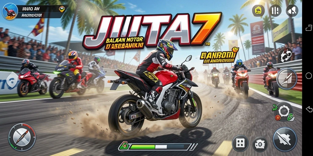Gameplay seru balap motor di JUTA7 dengan grafik menakjubkan.