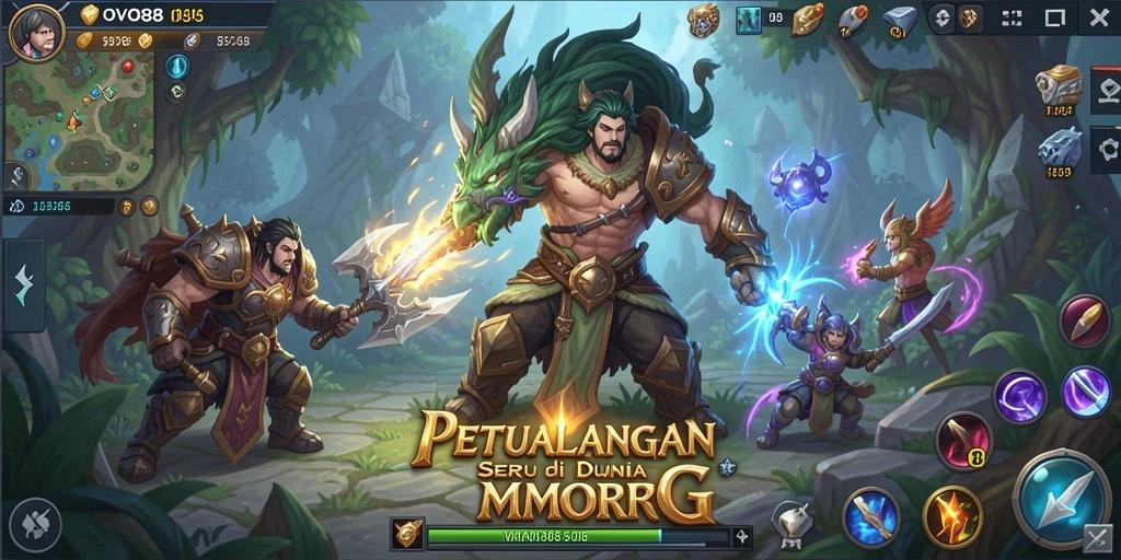 Tangkapan layar gameplay OVO88 menampilkan aksi seru di dunia MMORPG.