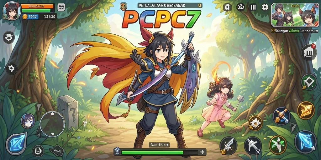 Tampilan screenshot PCPC7 yang menunjukkan aksi pertarungan Anime.