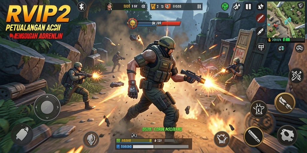 Screenshot gameplay RVIP2 yang penuh aksi dan ketegangan.