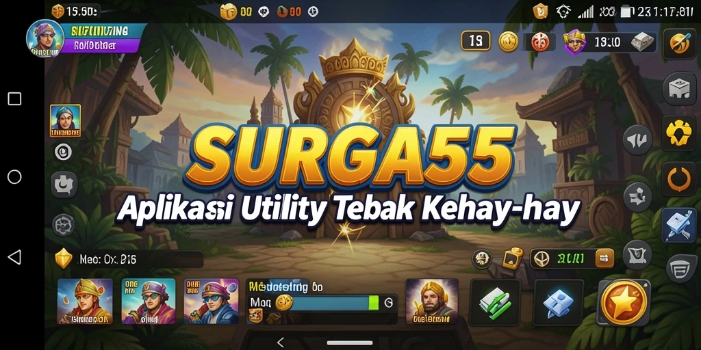 Tampilan antarmuka aplikasi SURGA55 yang bersih dan modern.
