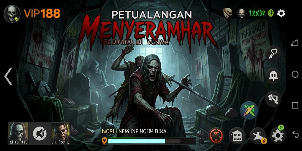 Tangkapan layar gameplay VIP188 menampilkan suasana Horror yang mencekam.