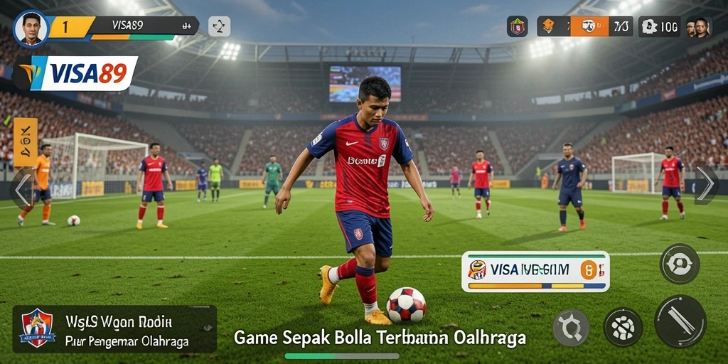 Tangkapan layar gameplay <strong>VISA89</strong> menampilkan aksi seru di lapangan sepak bola.
